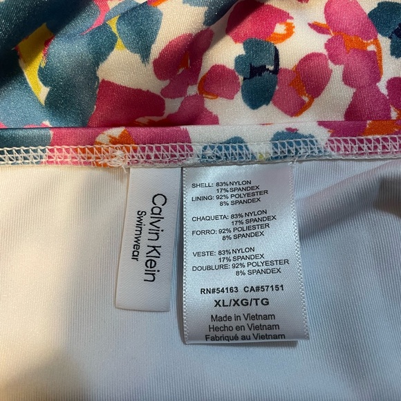 Calvin Klein Floral-Print Pleated High-waisted Bikini Bottoms NWT Cypress XL - Picture 6 of 7